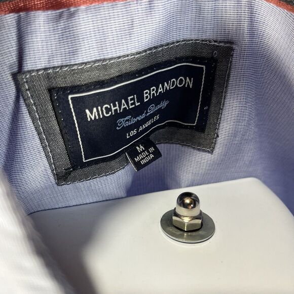 MICHAEL BRANDON BUTTON DOWN SHIRT MENS MEDIUM BLUE LONG SLEEVE COLLARED NWT NEW - Picture 9 of 16